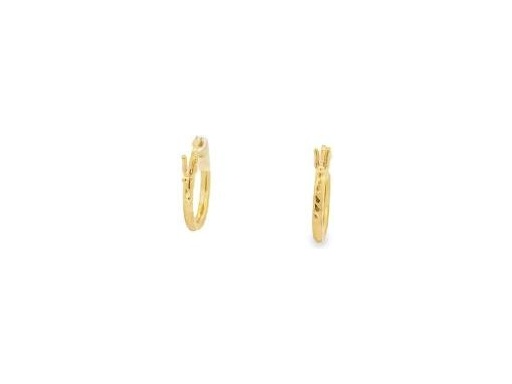 18K Yellow Gold 0.4-Inch Hammered Hoop Earrings
